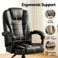 Artiss Massage Office Chair Executive Computer Gaming Chairs Black PU Leather