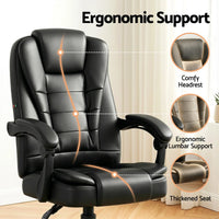 Artiss Massage Office Chair Executive Computer Gaming Chairs Black PU Leather
