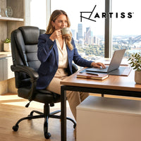 Artiss Massage Office Chair Executive Computer Gaming Chairs Black PU Leather