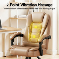 Artiss Massage Office Chair Executive Computer Gaming Chairs Brown PU Leather Espresso