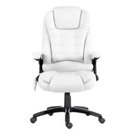 Artiss 8 Point Massage Office Chair Heated Seat Recliner PU White
