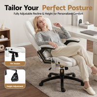 Artiss 8 Point Massage Office Chair Heated Seat Recliner PU White