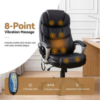 Artiss 8 Point Massage Office Chair Heated Seat PU Black