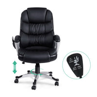 8 Point Massage Office Chair Heated Seat PU Black