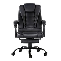 Artiss 2 Point Massage Office Chair PU Leather Footrest Black