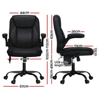 2 Point Massage Office Chair Leather Mid Back Black