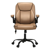 2 Point Massage Office Chair Leather Mid Back Brown