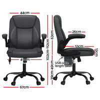 2 Point Massage Office Chair Leather Mid Back Grey