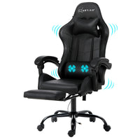 2 Point Massage Gaming Office Chair Footrest Black