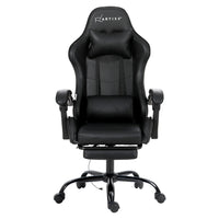 2 Point Massage Gaming Office Chair Footrest Black