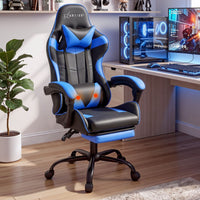 Artiss 2 Point Massage Gaming Office Chair Footrest Blue
