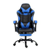 Artiss 2 Point Massage Gaming Office Chair Footrest Blue