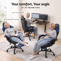 Artiss 2 Point Massage Gaming Office Chair Footrest Blue