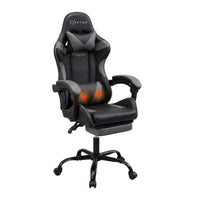 Artiss 2 Point Massage Gaming Office Chair Footrest Grey