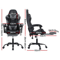 Artiss 2 Point Massage Gaming Office Chair Footrest Grey