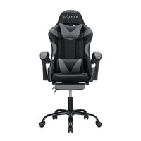 Artiss 2 Point Massage Gaming Office Chair Footrest Grey