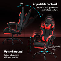 2 Point Massage Gaming Office Chair Footrest Red