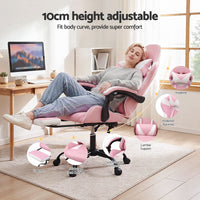 Artiss 2 Point Massage Gaming Office Chair Footrest Pink