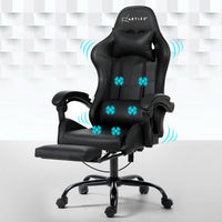 6 Point Massage Gaming Office Chair Footrest Black