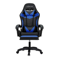 6 Point Massage Gaming Office Chair 7 LED Footrest Blue