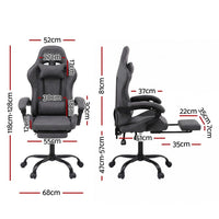 Artiss Gaming Office Chair Fabric Ergonomic with 2 Point Message Grey