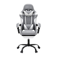 Artiss Gaming Office Chair Fabric Ergonomic with 2 Point Message Light Grey