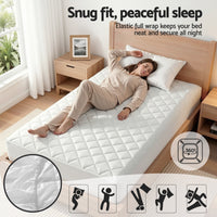 Giselle Waterproof Mattress Protector 100% Cotton Quilted Fitted Cover King Single