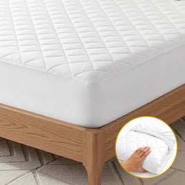 Giselle Waterproof Mattress Protector 100% Cotton Quilted Fitted Cover Queen