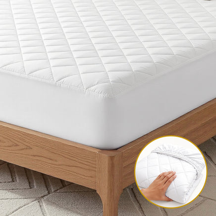 Giselle Waterproof Mattress Protector 100% Cotton Quilted Fitted Cover Queen