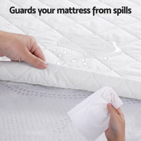 Giselle Waterproof Mattress Protector 100% Cotton Quilted Fitted Cover Queen