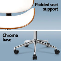 Artiss Wooden Office Chair Leather Seat White