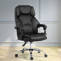 Executive Office Chair Leather Recliner Black