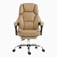 Artiss Executive Office Chair Leather Footrest Espresso