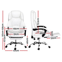 Executive Office Chair Leather Footrest White