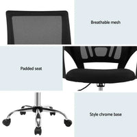 Artiss Mesh Office Chair Mid Back Black