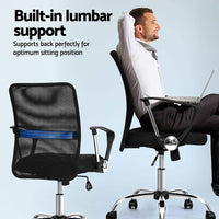Artiss 2x Mesh Office Chair Mid Back Black