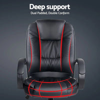 Artiss Executive Office Chair Leather Tilt Black