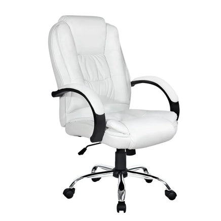 Artiss Executive Office Chair Leather Tilt White