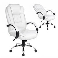 Artiss Executive Office Chair Leather Tilt White