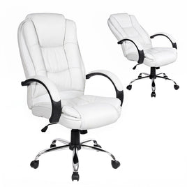 Artiss Executive Office Chair Leather Tilt White