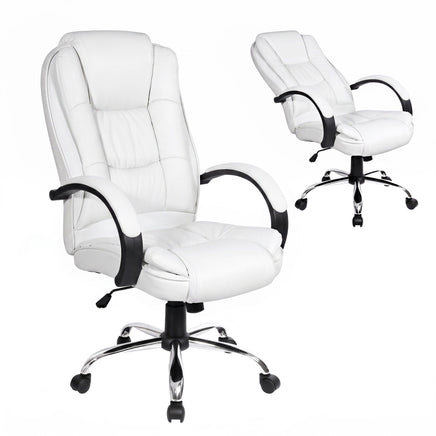 Artiss Executive Office Chair Leather Tilt White