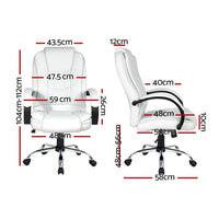 Artiss Executive Office Chair Leather Tilt White