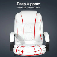 Artiss Executive Office Chair Leather Tilt White