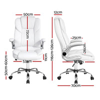 Artiss Executive Office Chair Leather Tilt White