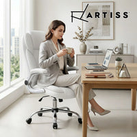 Artiss Executive Office Chair Leather Tilt White