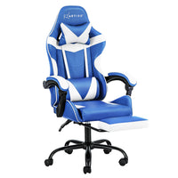 Gaming Office Chair Executive Computer Leather Chairs Footrest Blue White