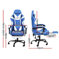 Gaming Office Chair Executive Computer Leather Chairs Footrest Blue White