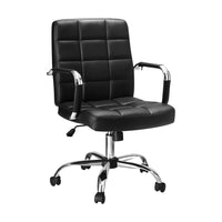 Office Chair PU Leather Mid Back Black