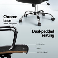 Office Chair PU Leather Mid Back Black