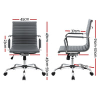 Artiss Office Chair Conference Chairs PU Leather Mid Back Grey